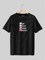 Eat Sleep Anime T Shirt Black