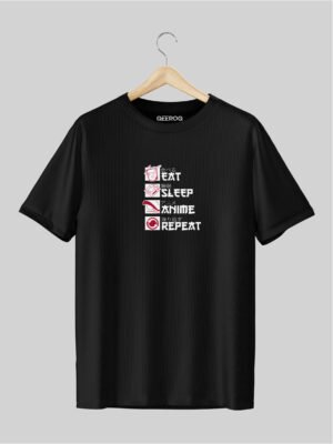 Eat Sleep Anime T Shirt Black