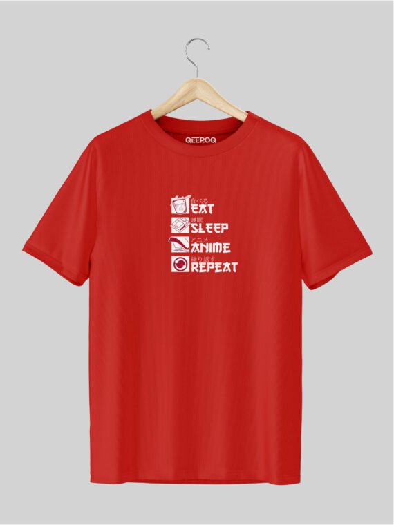 Eat Sleep Anime T Shirt Red