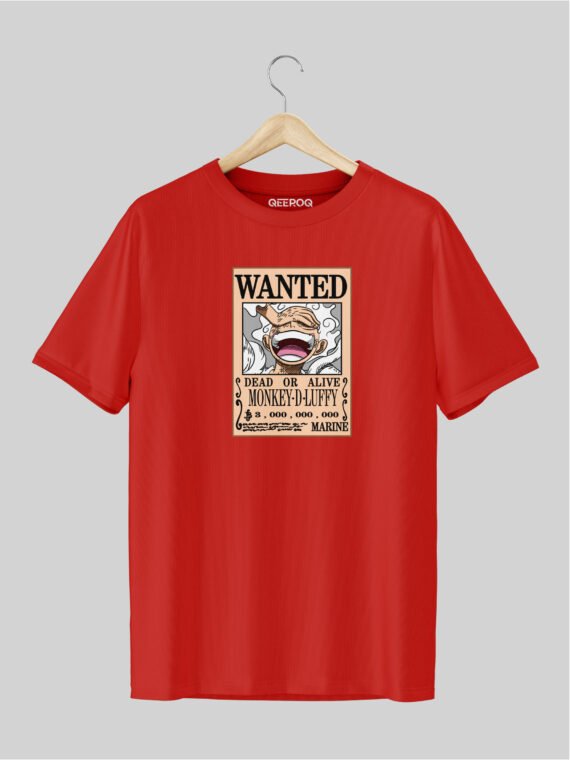 Wanted Monkey D Luffy T Shirt Red
